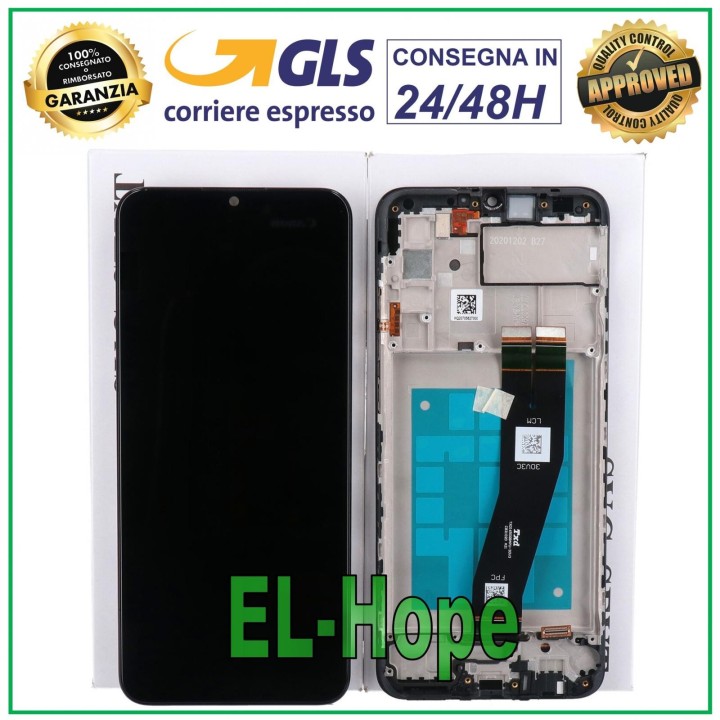 ORIGINAL DISPLAY FRAME SAMSUNG M02S SM-M025 TOUCH SCREEN BLACK GLASS GH81-20181A