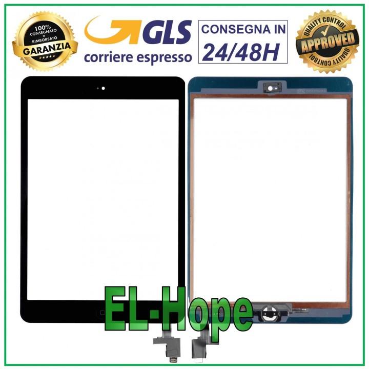TOUCH FOR APPLE IPAD MINI 2 WIFI 3G A1489 A1490 A1491 BLACK GLASS + HOME BUTTON