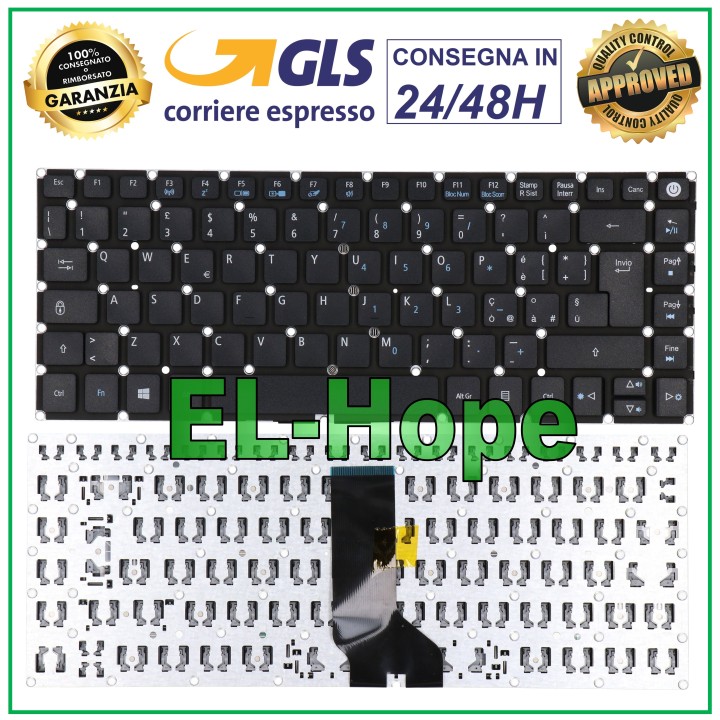 ITALIAN KEYBOARD FOR ACER ASPIRE ES1-511 ES1-522 ES1-421 ES1-431 BLACK NOTEBOOK