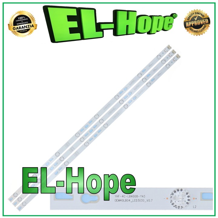 KIT 3 BARS 8 LEDs FOR TV 40 TCL 4C-LB400T-YH6 OEM40LB04_LED3030_V0.7