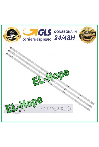 KIT OF 3 7 LED STRIP BARS FOR TV 43 LG 43UJ65-UHD-L HC430DGGABTL HC430DUNABSR