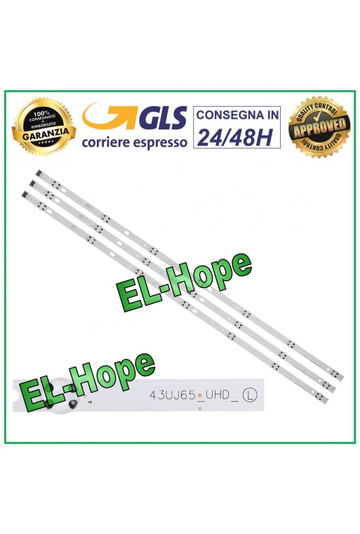 KIT OF 3 7 LED STRIP BARS FOR TV 43 LG 43UJ65-UHD-L HC430DGGABTL HC430DUNABSR