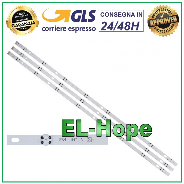KIT OF 3 8 LED STRIP BARS FOR LG 43 TV AGF79078002 / AGF79099701 / AGF79103401