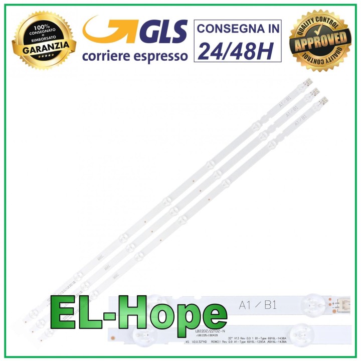 KIT OF 3 LED STRIP BARS FOR LG TV 32 AGF78399701 / ES-023/7 / LG3205 / M992623