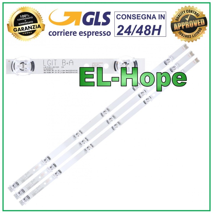 KIT 3 STRIP BARS 6 LED TV LG 32 LGIT B+A 32LB656 / 32LF550 / 32LF551 / 32LF560