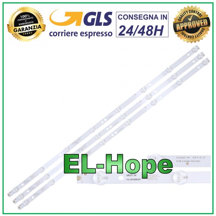 KIT 3 STRIP BARS 8 LED TV 32 PHILIPS 4708-K320WD 32PFL3045 - TCL LE32D59 618mm