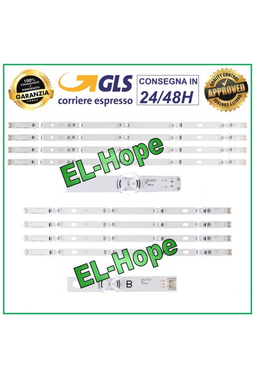 KIT 8 LED STRIP BARS FOR LG 47 TV AGS44754 / AGS45428 / FL699120 / H194707