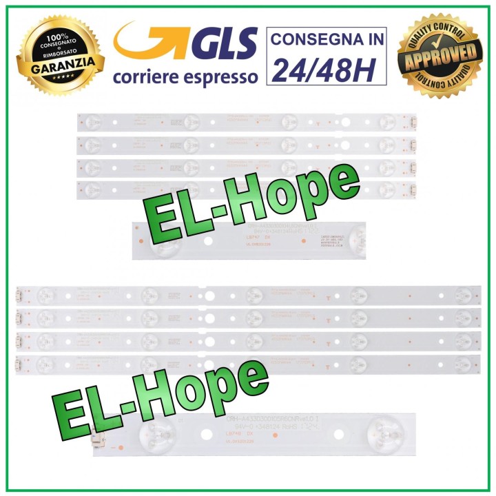 KIT 8 LED BARS FOR TV LG 43 SW43D09R / SW43D09L ZC22AG-02 43D3503V3W L331 L427