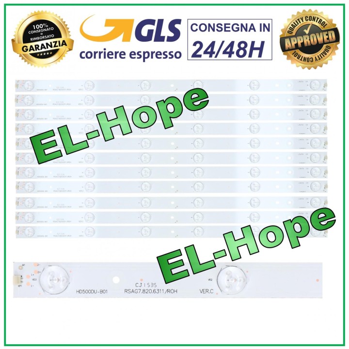 KIT 11 STRIP BARS 6 LED TV 50 HISENSE HD500DUB01 FL688650 50K320 HS5003 R499629