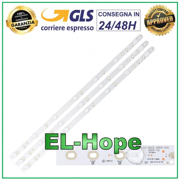 KIT OF 3 LED TV STRIP BARS PHILIPS GJ-2K15 D2P5-315 32PFH4100 DA 3V