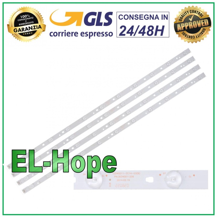 KIT OF 4 STRIP BARS 11 LEDs FOR JVC TV LED40D11-ZC14-03(B) 30340011206 LT40E71A 3V