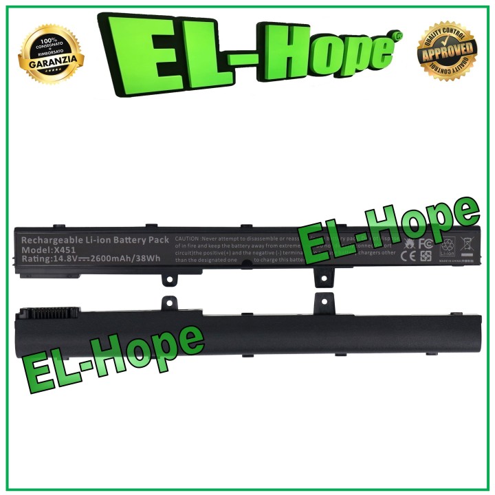 ASUS X451 NOTEBOOK BATTERY A31LJ91 2600mAh 14.8V BLACK EQUAL TO ORIGINAL
