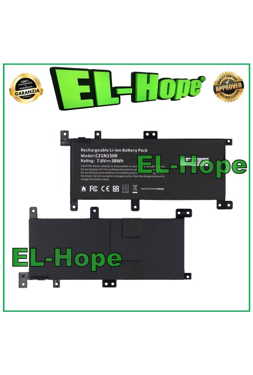 ASUS F556 SERIES NOTEBOOK PC BATTERY 5000 mAh 7.6 V BLACK EQUAL TO ORIGINAL