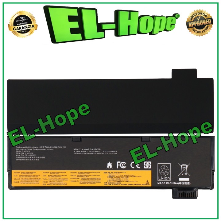 BATTERY FOR PC LENOVO THINKPAD A475 A485 P51s P52s T470 2110 mAh EQUAL TO ORIGINAL
