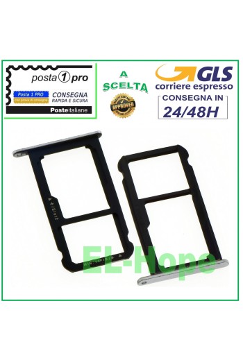 SLOT CART COMPARTMENT NANO SIM MICRO SD HUAWEI P10 LITE WAS-LX1 LX1A SILVER