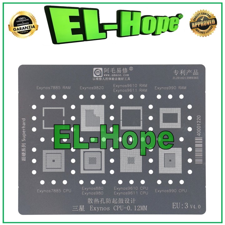 STENCIL MOTHERBOARD CPU AMAOE EU3 FOR SAMSUNG EXYNOS 7885 9820 9610 9611 990