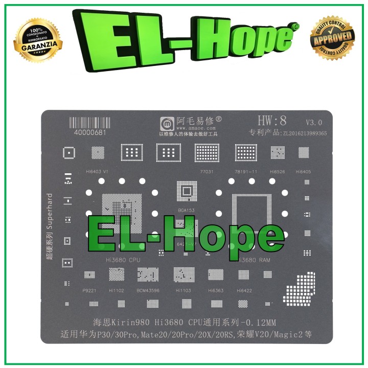 STENCIL REBALLING AMAOE EU1 MOTHERBOARD FOR HUAWEI P30 /P30 PRO MATE 20 /20 PRO