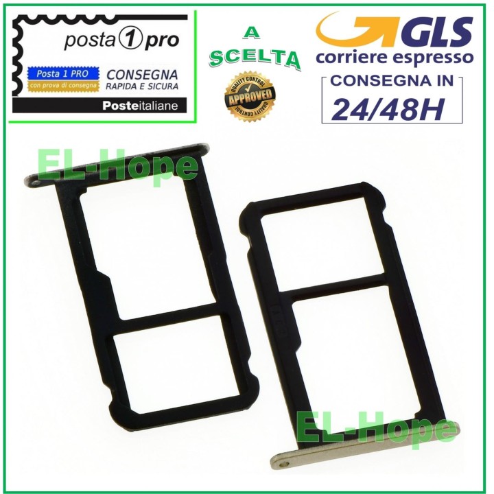 SLOT CART COMPARTMENT NANO SIM CARD + MICRO SD HUAWEI P10 LITE WAS-LX1 GOLD
