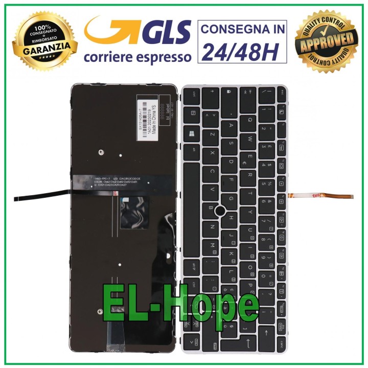 ITALIAN KEYBOARD FOR HP ELITEBOOK 6037B0113601 FRAME BACKLIT BLACK