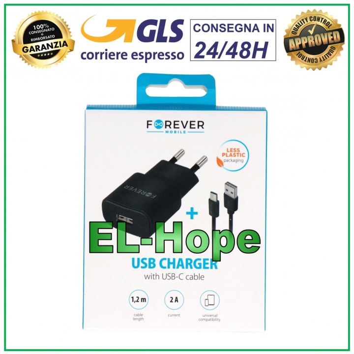 UNIVERSAL TRAVEL BATTERY CHARGER FOR XIAOMI 5V 10W + TYPE-C USB CABLE 1.2m BLACK