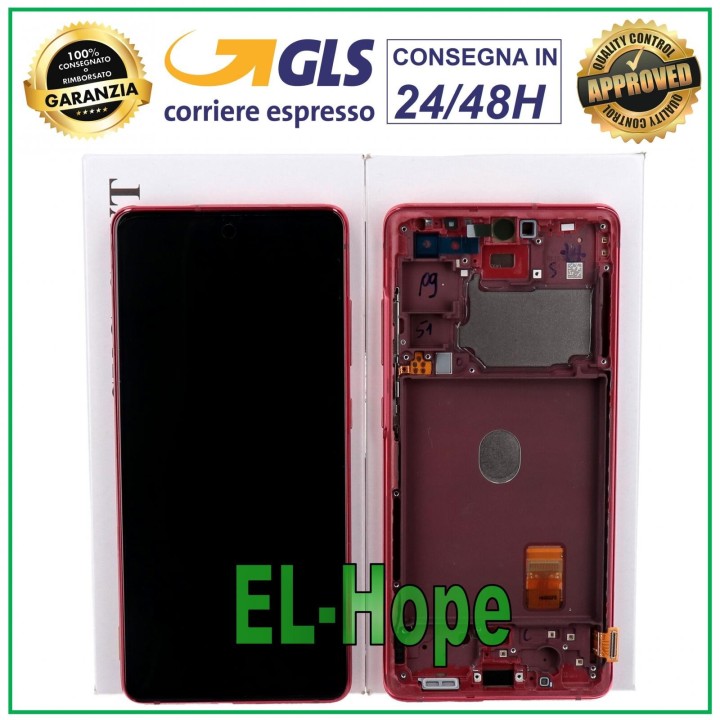 ORIGINAL FRAME DISPLAY SAMSUNG S20 FE SM-G781F TOUCH SCREEN RED GH82-24219E
