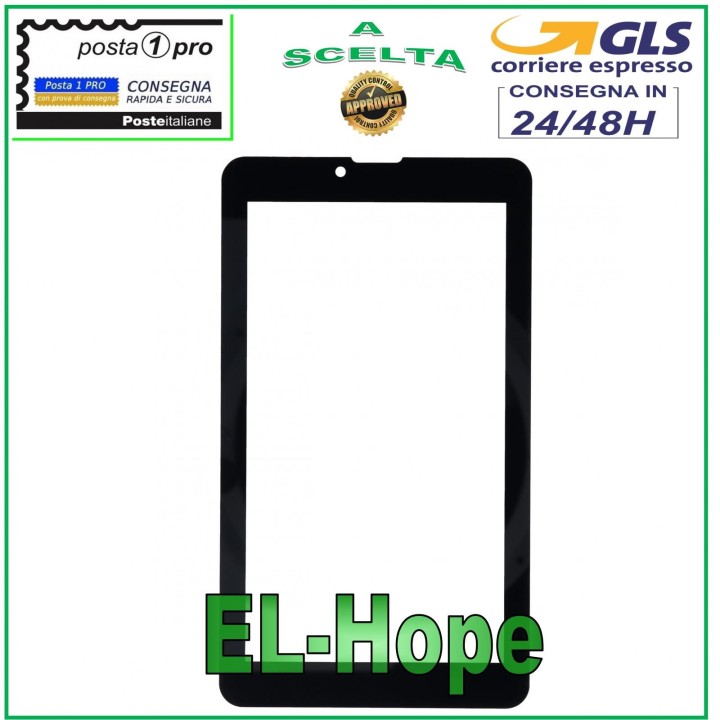 GLASS FOR TOUCH SCREEN MAJESTIC TAB 637 GLASS ORIGINAL BLACK + DOUBLE-SIDED ADHESIVE