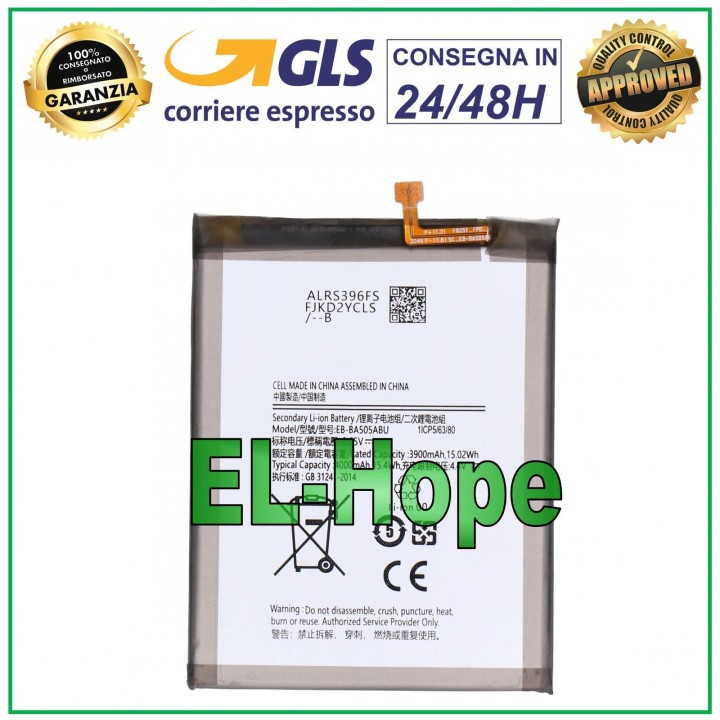 BATTERY EB-BA505ABU FOR SAMSUNG GALAXY A30S SM-A307 F 4000 mAh EQUAL TO ORIGINAL