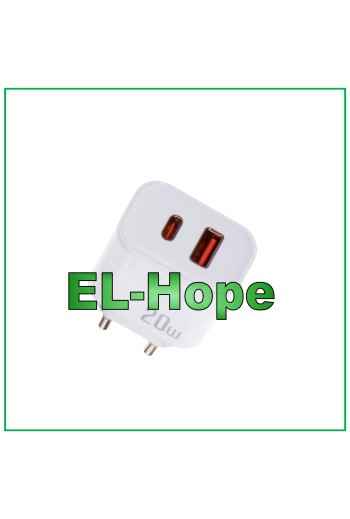 QUICK CHARGE BATTERY CHARGER FOR LG 20W TRAVEL DOUBLE USB TYPE C WHITE