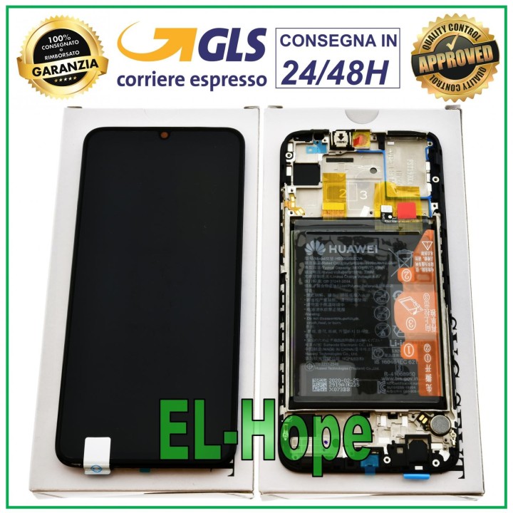 LCD DISPLAY TOUCH FRAME + ORIGINAL BATTERY HUAWEI P SMART 2020 POT-LX1A BLACK