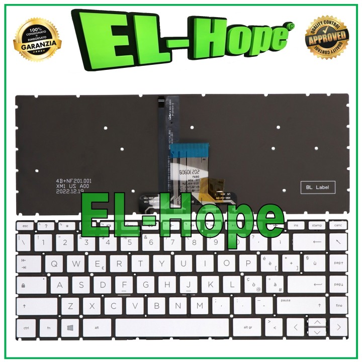 ITALIAN KEYBOARD FOR HP PAVILION 14-CK 14-CM 14-CS 14-CY SILVER BACKLIT