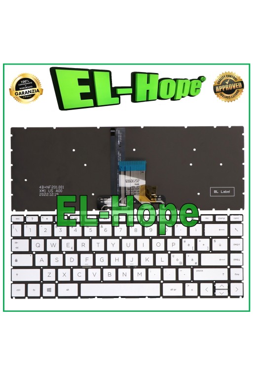 ITALIAN KEYBOARD FOR HP PAVILION 14-DA 14-DF 14-DG 14-BD SILVER BACKLIT