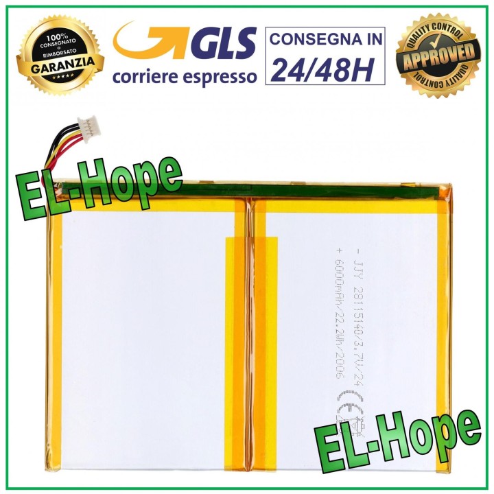 BATTERY VARIOUS MODELS TABLET 3.7V 6000 MAH - DIMENSIONS 14 Cm * 10 cm * 0.3 mm