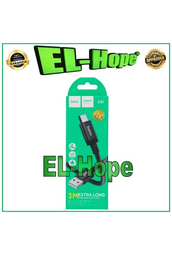 DATA CABLE CHARGING CABLE BATTERY CHARGER MICRO USB UNIVERSAL HOCO BLACK 3 MT