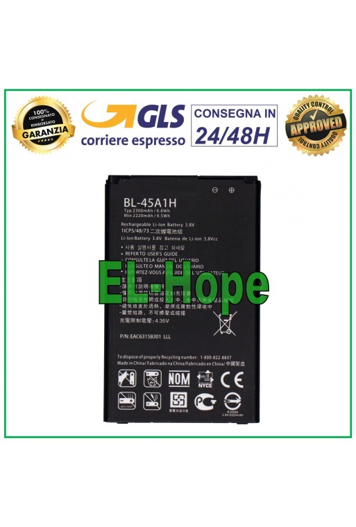 BATTERY BL-45A1H FOR LG K10 K420 K420N K430 K430DS K450 2300 mAh EQUAL ORIGINAL