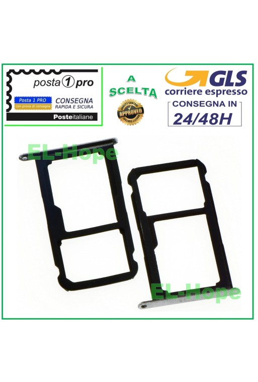 SLOT CART SIM CARD COMPARTMENT + MICRO SD HUAWEI P9 LITE VNS-L31 L23 L21 SILVER