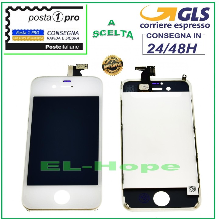 Touch Screen LCD Display Retina for Apple iPhone 4 White Screen + Frame
