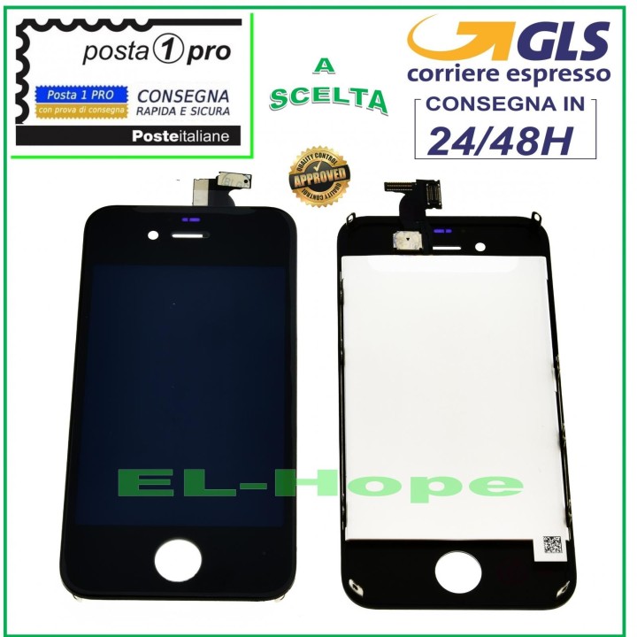 TOUCH SCREEN LCD DISPLAY RETINA FOR APPLE IPHONE 4S BLACK SCREEN + FRAME