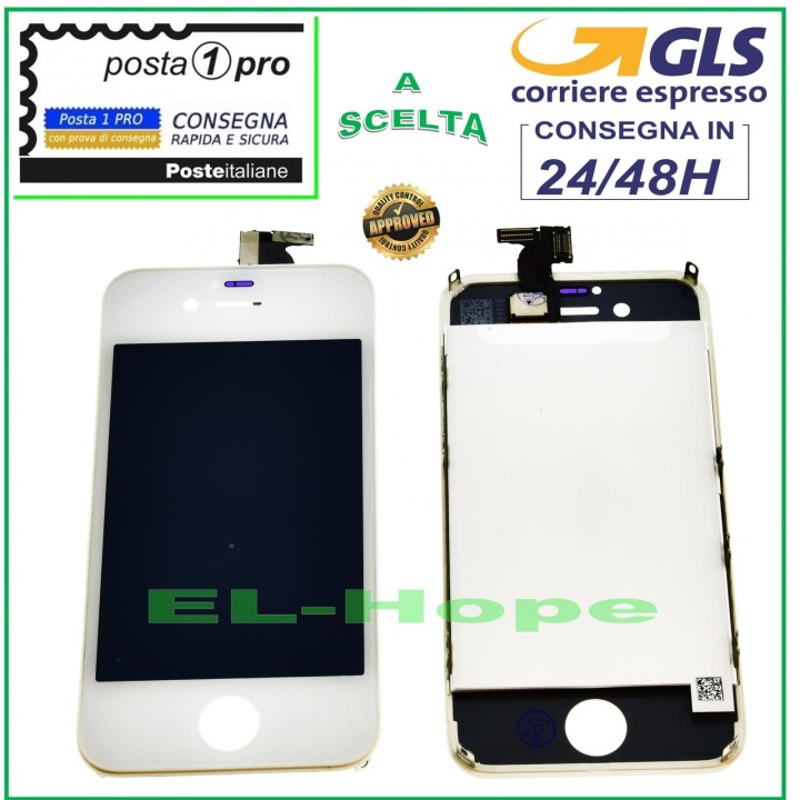 TOUCH SCREEN LCD DISPLAY RETINA FOR APPLE IPHONE 4S WHITE SCREEN + FRAME