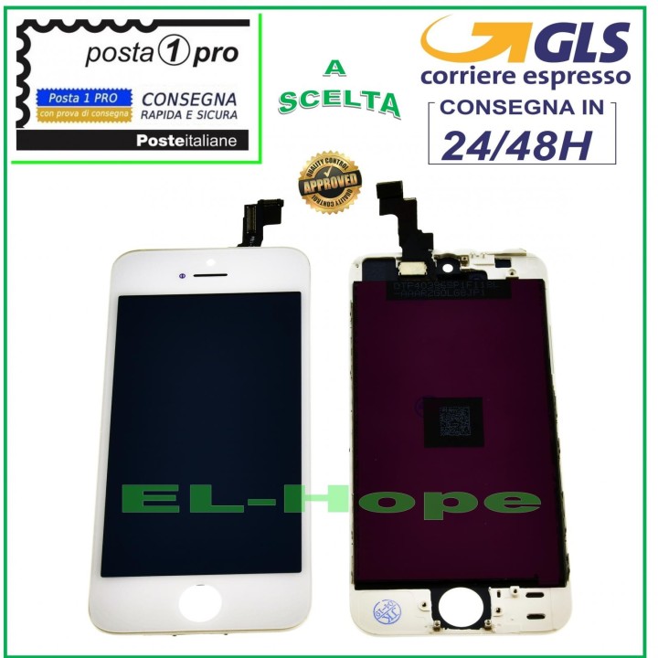 RETINA LCD DISPLAY FOR APPLE IPHONE 5S TOUCH SCREEN WHITE GLASS SCREEN + FRAME