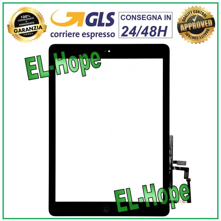 TOUCH FOR APPLE IPAD 5 AIR WIFI 3G A1474 A1475 A1476 BLACK GLASS + HOME BUTTON
