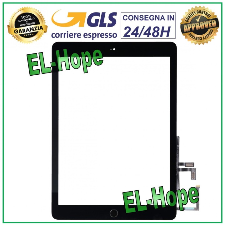 TOUCH FOR APPLE IPAD 5 AIR WIFI 3G IC CHIP A1822 A1823 BLACK GLASS + HOME BUTTON