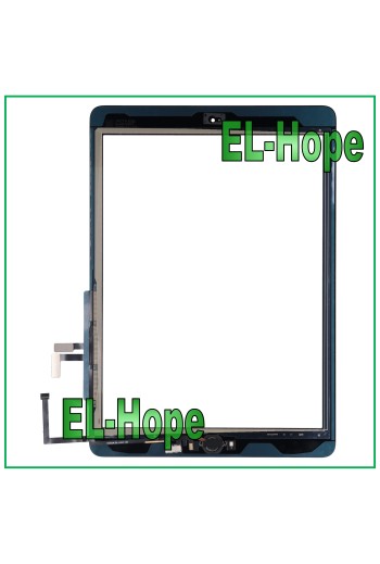 TOUCH FOR APPLE IPAD 5 AIR WIFI 3G IC CHIP A1822 A1823 BLACK GLASS + HOME BUTTON