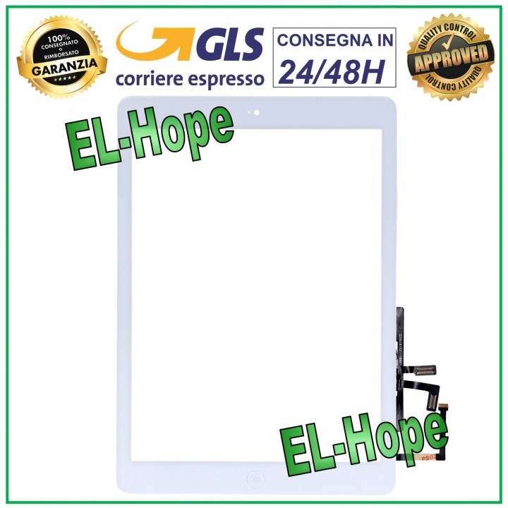 TOUCH FOR APPLE IPAD 5 AIR WIFI 3G A1474 A1475 A1476 WHITE GLASS + HOME BUTTON