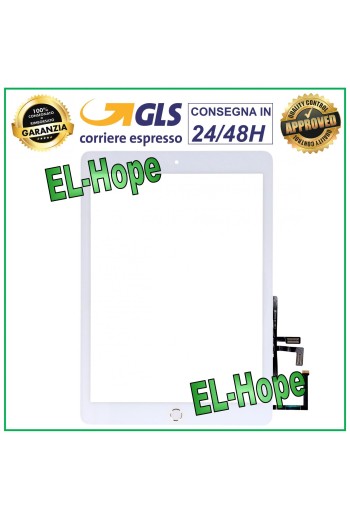 TOUCH FOR APPLE IPAD 5 AIR WIFI 3G CHIP A1822 A1823 WHITE GLASS + HOME BUTTON