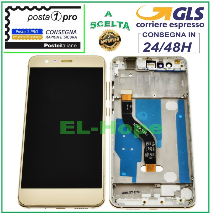 LCD DISPLAY FRAME FOR HUAWEI P10 LITE WAS-LX1 LX1A TOUCH SCREEN GOLD SCREEN