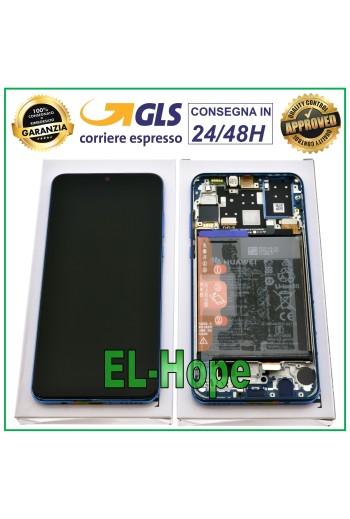 ORIGINAL LCD TOUCH DISPLAY FRAME + BATTERY HUAWEI P30 LITE MAR-LX1A 48 MP BLUE