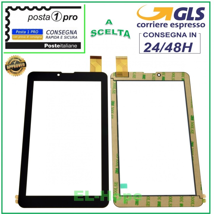 TOUCH SCREEN GLASS MEDIACOM M-MP720M M-MP721M SMARTPAD 7.0 ORIGINAL BLACK