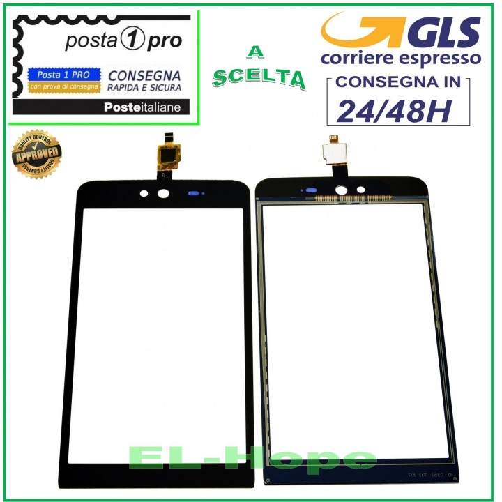 TOUCH SCREEN GLASS WIKO RAINBOW JAM 3G DIGITIZER BLACK SLIDE 5.0