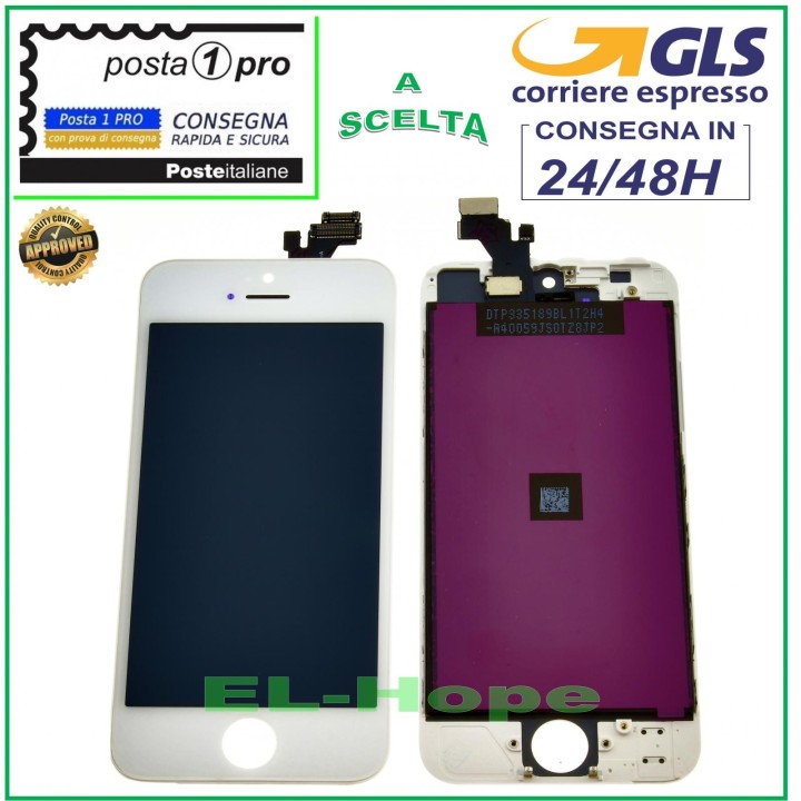TOUCH SCREEN LCD DISPLAY RETINA FOR APPLE IPHONE 5 WHITE SCREEN + FRAME