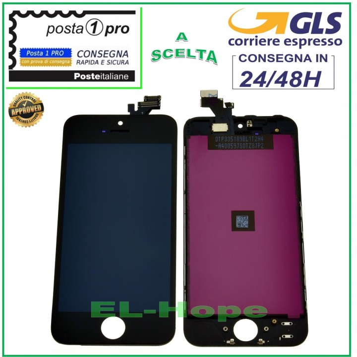 TOUCH SCREEN LCD DISPLAY RETINA FOR APPLE IPHONE 5 BLACK SCREEN + FRAME